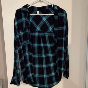 BP Plaid Button Down Shirt - Black and Green